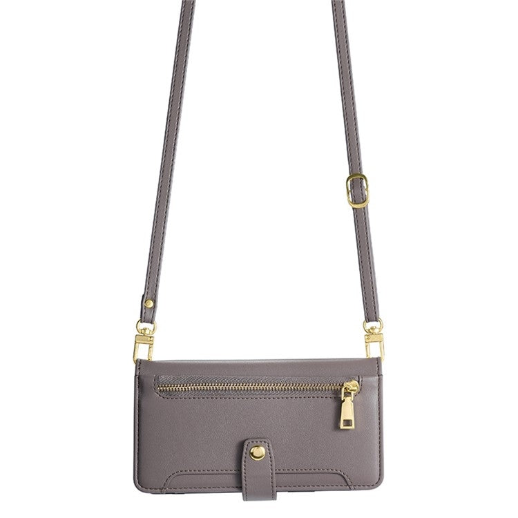 For Fujitsu Arrows We2 Sheep Texture Cross-body Zipper Wallet Leather Phone Case(Grey) - More Brand by PMC TechLife | Online Shopping South Africa | PMC TechLife | Buy Now Pay Later Mobicred