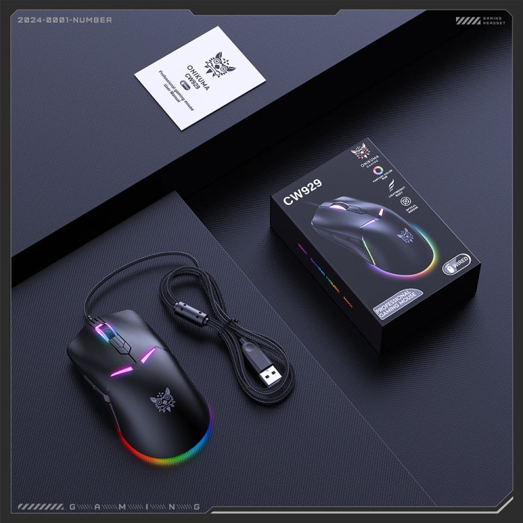 ONIKUMA CW929 RGB 6400DPI Wired Mouse(Black) - Wired Mice by ONIKUMA | Online Shopping South Africa | PMC TechLife | Buy Now Pay Later Mobicred