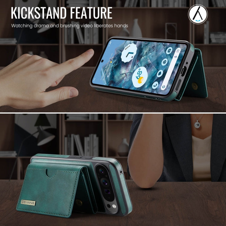 For Google Pixel 9 Pro XL DG.MING M6 Series RFID Tri-fold Card Bag Removable Leather Phone Case(Green) - Google Cases by DG.MING | Online Shopping South Africa | PMC TechLife | Buy Now Pay Later Mobicred