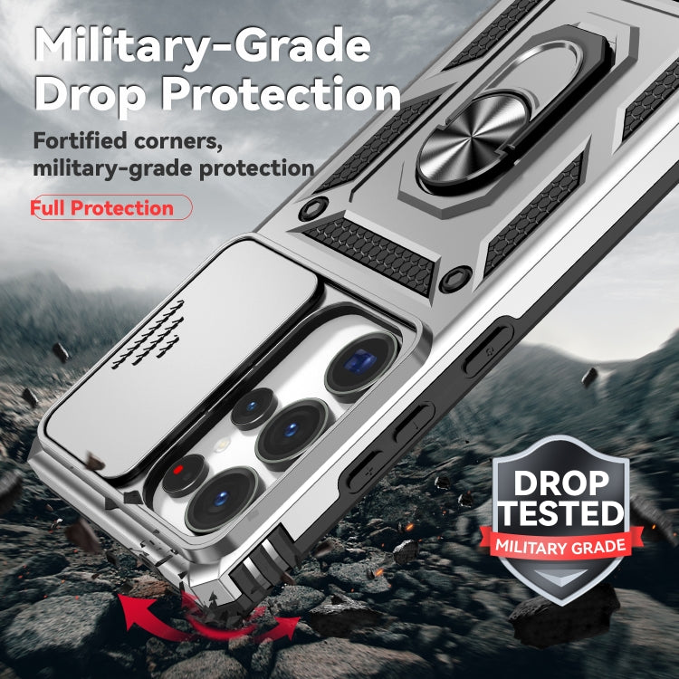 For Samsung Galaxy S25 Ultra 5G Sliding Camshield Holder Phone Case(Silver) - free shipping - PMC Jewellery - Order now!