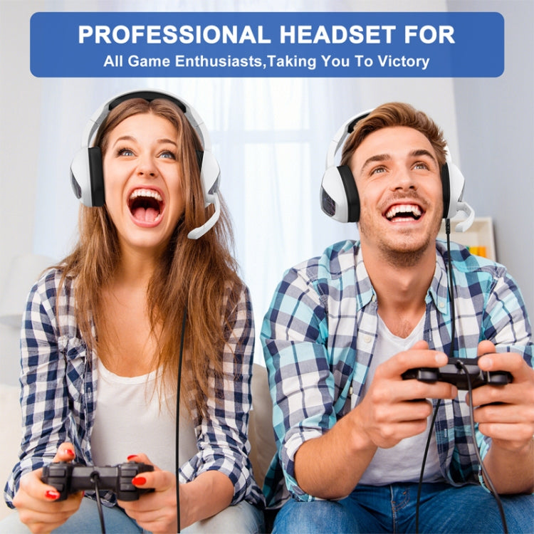 KOTION EACH G6000 On-Ear Gaming Headset with Mic, Length: About 2.1m(Black White) - Multimedia Headset by KOTION EACH | Online Shopping South Africa | PMC TechLife | Buy Now Pay Later Mobicred