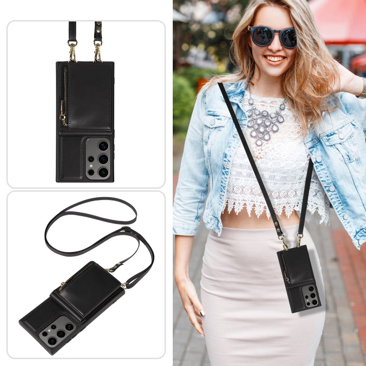 For Samsung Galaxy S25 Ultra 5G Crossbody Lanyard Zipper Wallet Leather Phone Case(Black) - free shipping - PMC Jewellery - Order now!