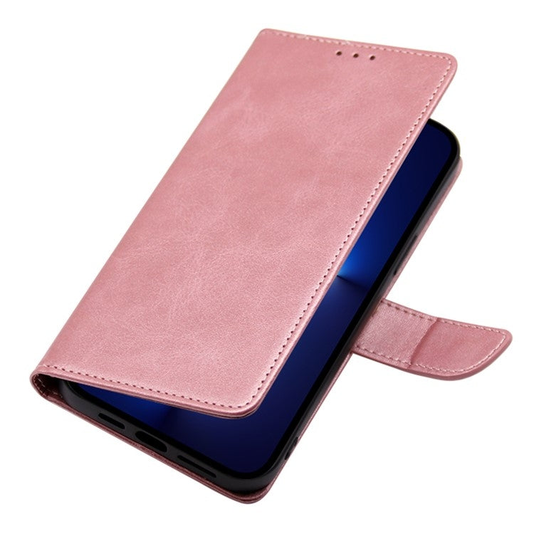 For Samsung Galaxy S25 5G Calf Texture Buckle Flip Leather Phone Case(Rose Gold) - Galaxy S25 5G Cases by PMC Jewellery | Online Shopping South Africa | PMC Jewellery | Buy Now Pay Later Mobicred