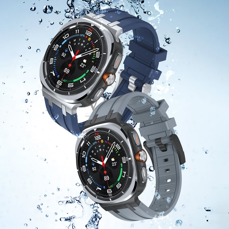 For Samsung Galaxy Watch Ultra 47mm AP Series Liquid Silicone Watch Band(Black Blue) - free shipping - PMc TechLife - Order now!