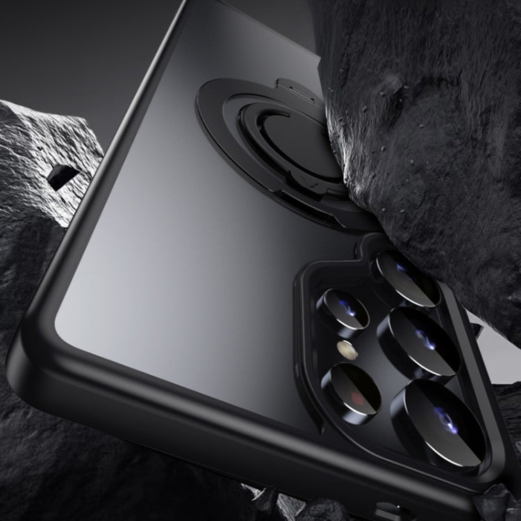 For Samsung Galaxy S25 Ultra 5G Frosted MagSafe Phone Case with 360 Degree Rotating Holder(Black) - Galaxy S25 Ultra 5G Cases by PMC Jewellery | Online Shopping South Africa | PMC Jewellery | Buy Now Pay Later Mobicred