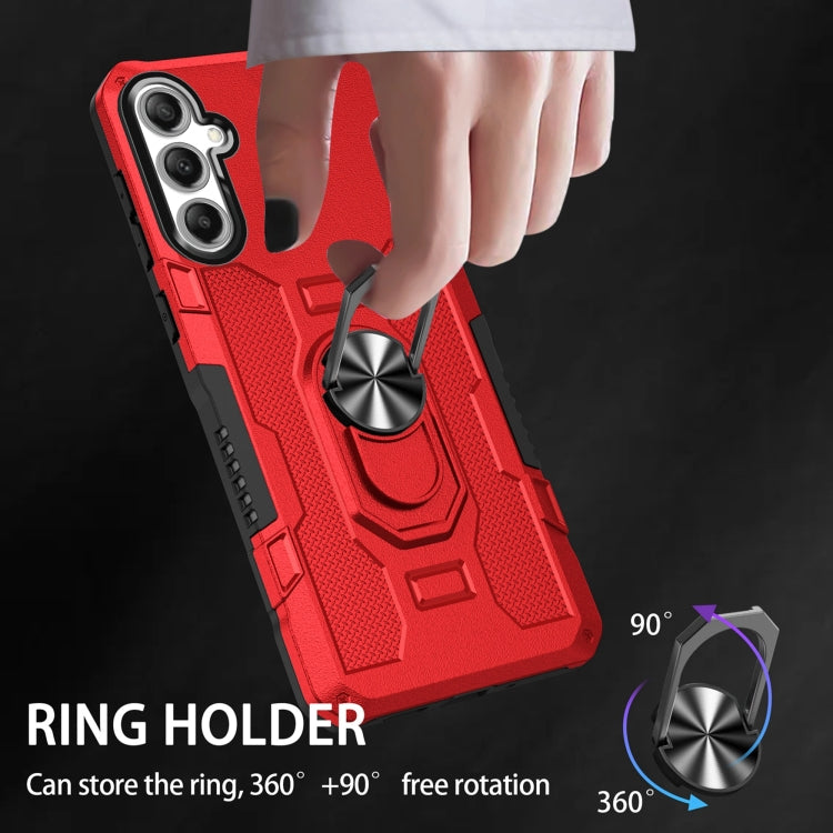 For Samsung Galaxy S25+ 5G Ring Holder Armor Hybrid Phone Case(Red) - Galaxy S25+ 5G Cases by PMC Jewellery | Online Shopping South Africa | PMC Jewellery | Buy Now Pay Later Mobicred