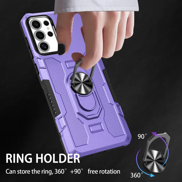 For Samsung Galaxy S25 Ultra 5G Ring Holder Armor Hybrid Phone Case(Purple) - free shipping - PMC Jewellery - Order now!