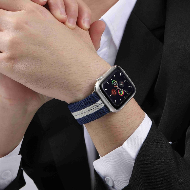 For Apple Watch 42mm / 41mm / 40mm / 38mm Parachute Buckle Braided Nylon Watch Band(Blue White) - free shipping - PMc TechLife - Order now!