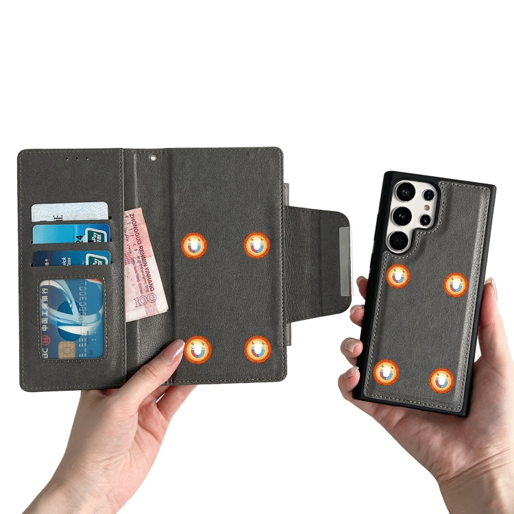 For Samsung Galaxy S25+ 5G Multifunctional 7-Card Wallet Leather Phone Case(Grey) - Galaxy S25+ 5G Cases by PMC Jewellery | Online Shopping South Africa | PMC Jewellery | Buy Now Pay Later Mobicred