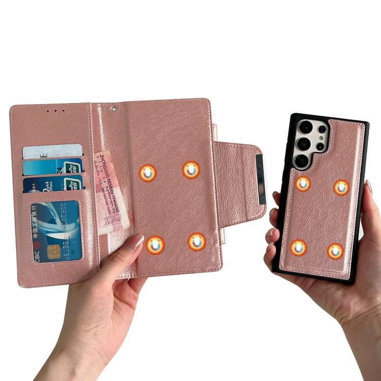For Samsung Galaxy S25 5G Multifunctional 7-Card Wallet Leather Phone Case(Rose Gold) - Galaxy S25 5G Cases by PMC Jewellery | Online Shopping South Africa | PMC Jewellery | Buy Now Pay Later Mobicred