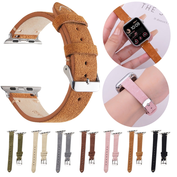 For Apple Watch 46mm / 49mm / 45mm / 44mm Matte Genuine Leather Watch Band(Coffee) - free shipping - PMc TechLife - Order now!