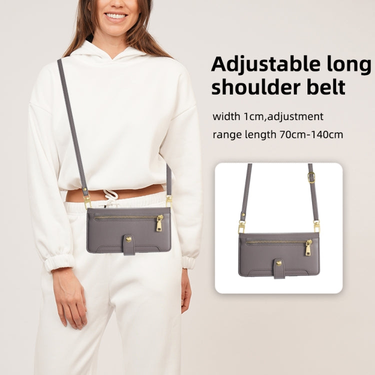 For Samsung Galaxy S25 Ultra 5G Sheep Texture Cross-body Zipper Wallet Leather Phone Case(Grey) - Galaxy S25 Ultra 5G Cases by PMC TechLife | Online Shopping South Africa | PMC TechLife | Buy Now Pay Later Mobicred