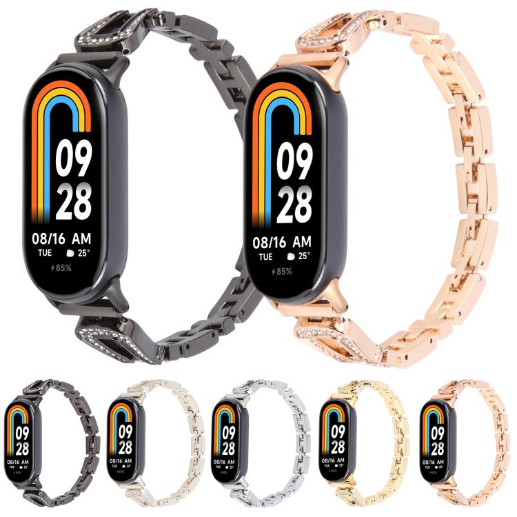 For Xiaomi Smart Band 9 / 8 U-shaped Diamond Bracelet Metal Watch Band(Silver) - free shipping - PMC TechLife - Order now!
