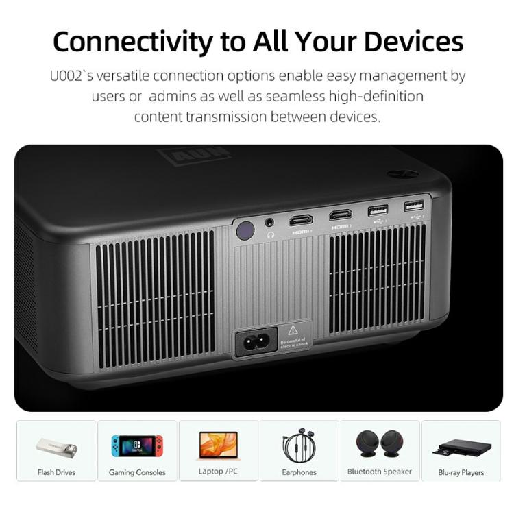 AUN U002 1920x1080P 970ANSI Android 12 Home Theater Smart Projector, AU Plug(Dark Grey) - free shipping - PMc TechLife - Order now!