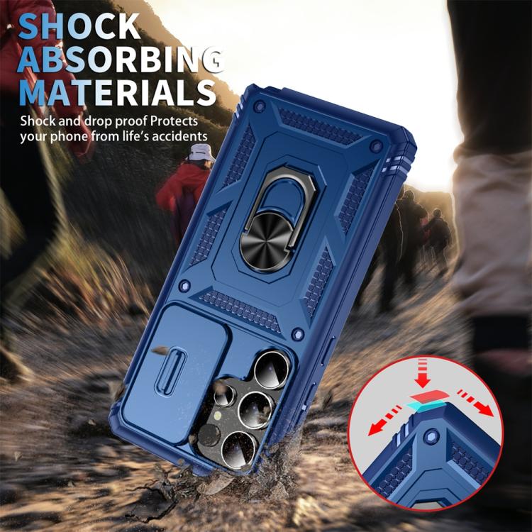 For Samsung Galaxy S25 Ultra 5G Sliding Camshield TPU Hybrid PC Phone Case with Holder(Navy Blue) - Galaxy S25 Ultra 5G Cases by PMC Jewellery | Online Shopping South Africa | PMC Jewellery | Buy Now Pay Later Mobicred