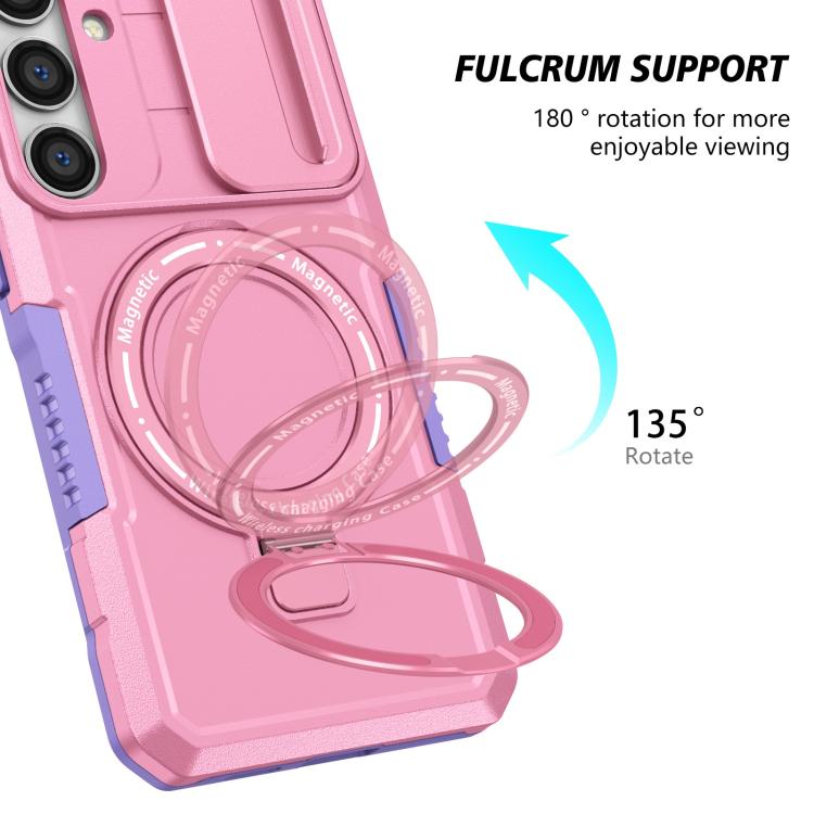 For Samsung Galaxy S25+ 5G Sliding Camshield MagSafe Holder TPU Hybrid PC Phone Case(Purple Pink) - Galaxy S25+ 5G Cases by PMC TechLife | Online Shopping South Africa | PMC TechLife | Buy Now Pay Later Mobicred