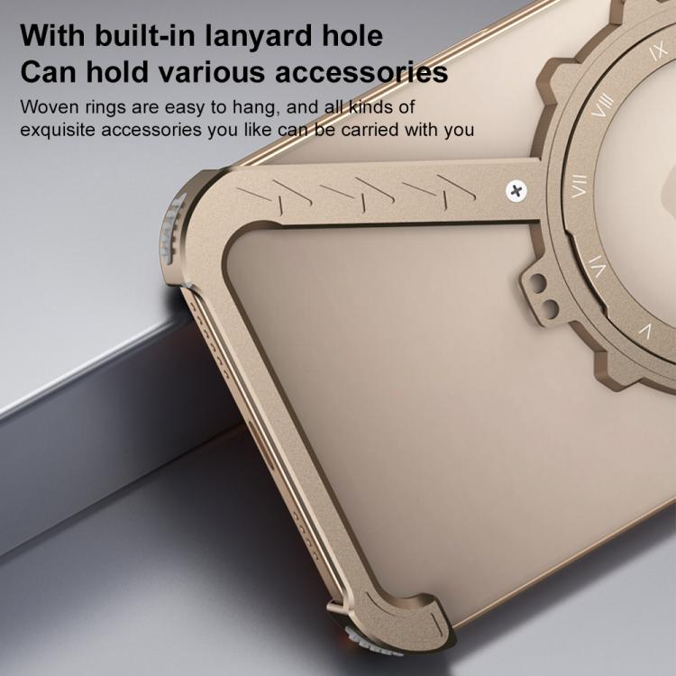 For iPhone 16 Pro Z-shaped Frameless Metal 360 Holder MagSafe Phone Case(Desert Gold) - iPhone 16 Pro Cases by PMc TechLife | Online Shopping South Africa | PMc TechLife | Buy Now Pay Later Mobicred