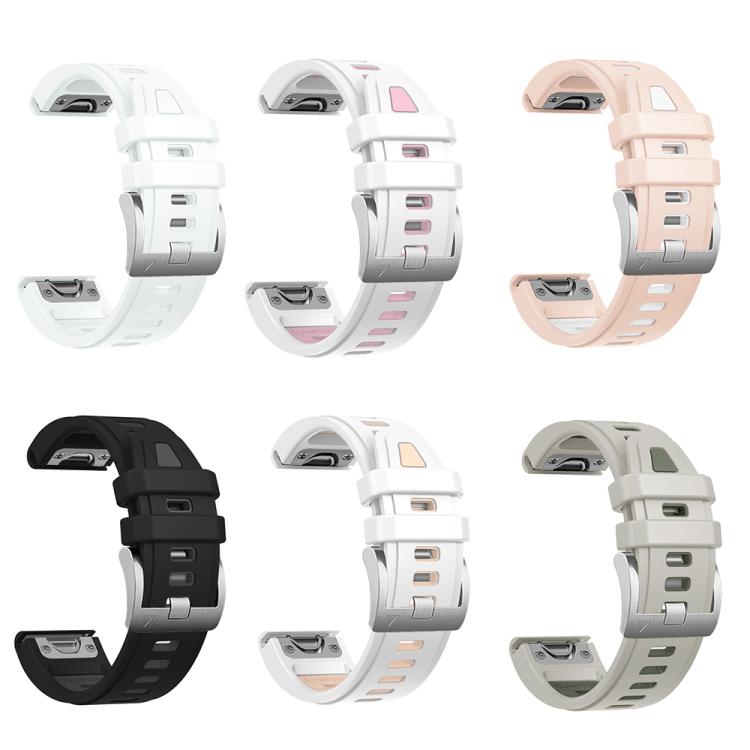 For Garmin Fenix 8 AMOLED 43mm Silver Steel Buckle Quick Release Silicone Watch Band(White Pink) - free shipping - PMC TechLife - Order now!