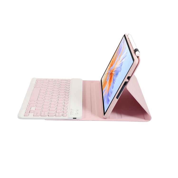 For Honor Pad V9 AH27 Ultra-thin Detachable Bluetooth Keyboard Leather Tablet Case(Pink White) - Huawei Keyboard by PMC TechLife | Online Shopping South Africa | PMC TechLife | Buy Now Pay Later Mobicred