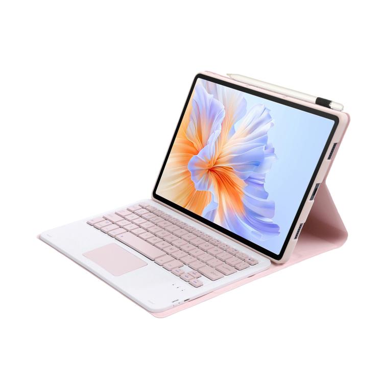 For Honor Pad V9 AH27-A Ultra-thin Detachable Bluetooth Keyboard Leather Tablet Case with Touchpad(Pink White) - Huawei Keyboard by PMC TechLife | Online Shopping South Africa | PMC TechLife | Buy Now Pay Later Mobicred