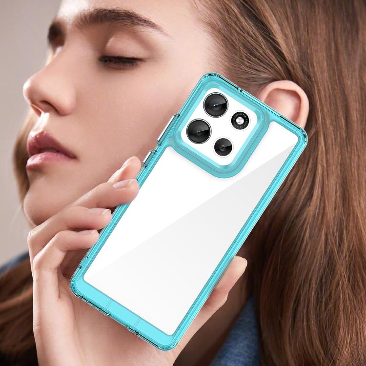 For Motorola Moto G100 Pro 5G Colorful Series Acrylic Hybrid TPU Phone Case(Transparent Blue) - free shipping - PMC TechLife - Order now!