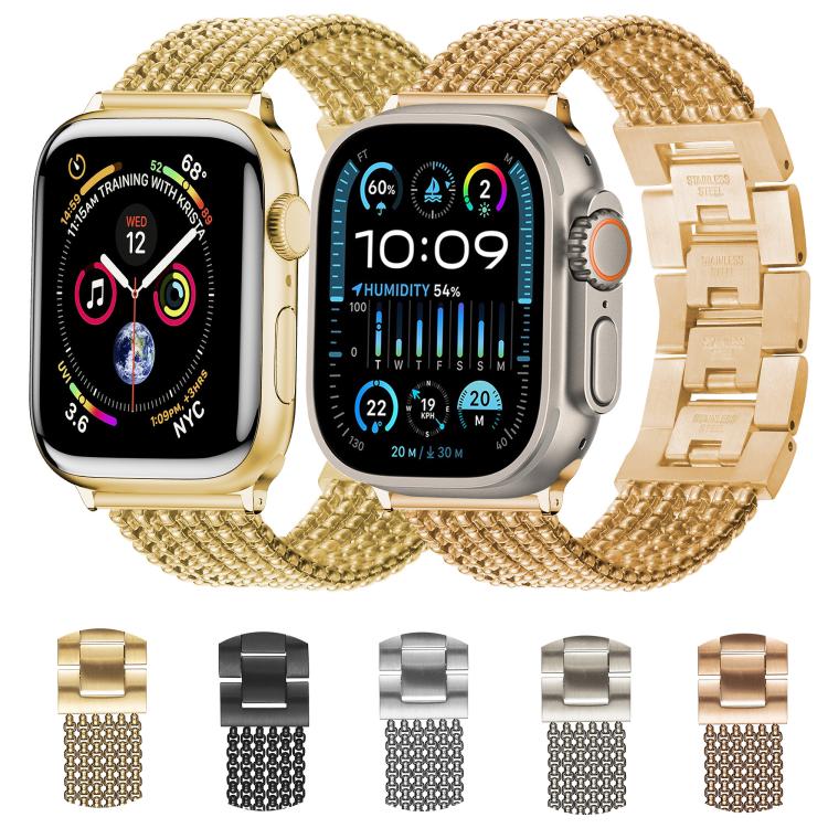 For Apple Watch 46mm / 49mm / 45mm / 44mm 6-Chain Stainless Steel Watch Band(Gold) - free shipping - PMc TechLife - Order now!