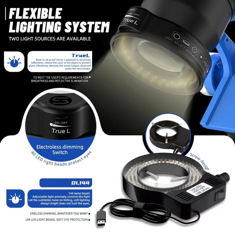 Kaisi S8 6.7-52X Zoom Trinocular Stereo Microscope Set - free shipping - PMc TechLife - Order now!