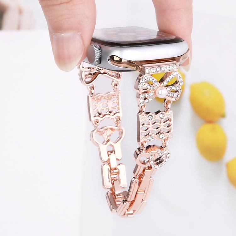 For Apple Watch 46mm / 49mm / 45mm / 44mm Bow Jewelry Buckle Stainless Steel Watch Band(Silver) - free shipping - PMc TechLife - Order now!