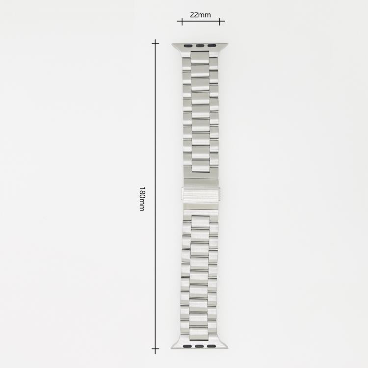 For Apple Watch 46mm / 49mm / 45mm / 44mm Norman Clasp Three-Link Titanium Alloy Watch Band(Silver) - free shipping - PMC TechLife - Order now!