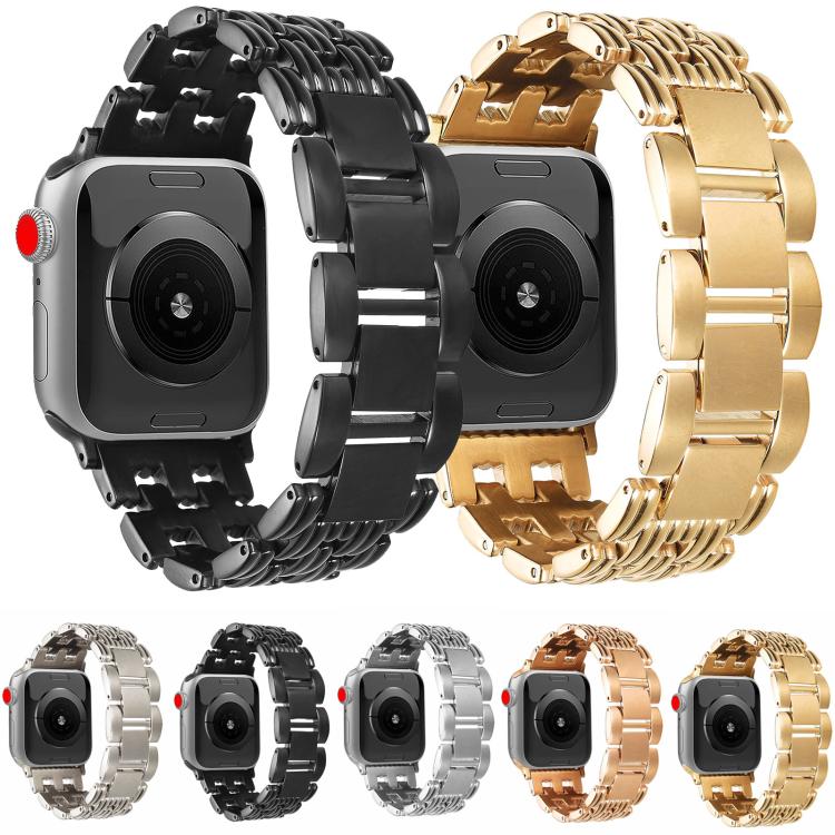 For Apple Watch 42mm / 41mm / 40mm / 38mm Five-bead Stripe Stainless Steel Watch Band(Black) - free shipping - PMc TechLife - Order now!
