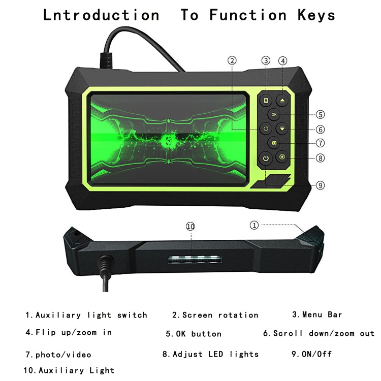 8mm 1080P IP68 Waterproof 4.3 inch Screen Dual Camera Digital Endoscope, Line Length:5m - by PMC Jewellery | Online Shopping South Africa | PMC Jewellery | Buy Now Pay Later Mobicred