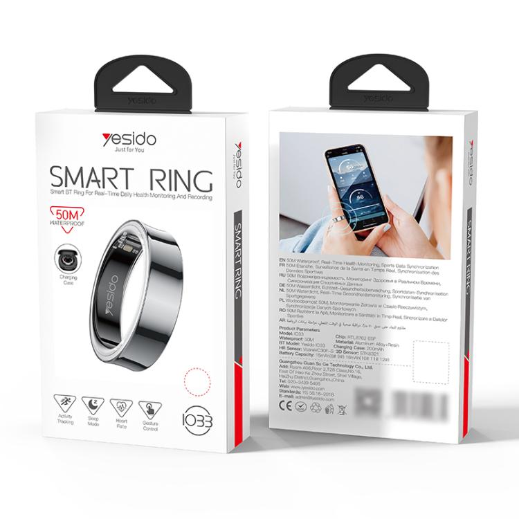 Yesido IO33 Health Monitor Smart Ring, Support Body Temperature / Heart Rate / Blood Pressure / Female Physiological Reminder, Size:60mm Inner Circumference(Black) - free shipping - PMC TechLife - Order now!