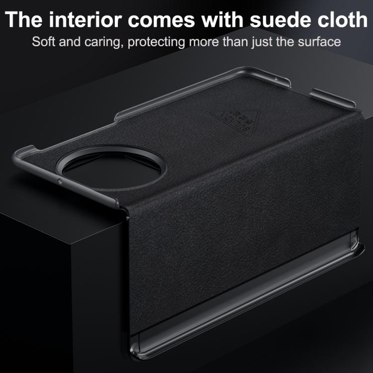 For Huawei Mate X6 SULADA Smart Series Wristband Holder Smart View Window Genuine Leather Phone Case(Black) - Huawei Cases by SULADA | Online Shopping South Africa | PMC TechLife | Buy Now Pay Later Mobicred