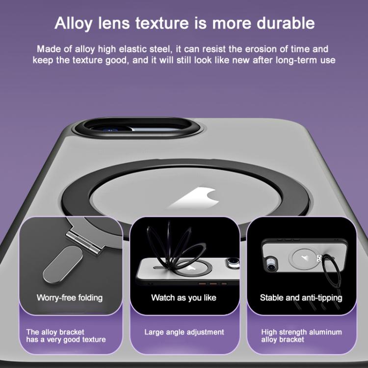 For iPhone 16e Airbag MagSafe Shockproof Frosted Phone Case with Fold Holder(Blue) - iPhone 16e Cases by PMC TechLife | Online Shopping South Africa | PMC TechLife | Buy Now Pay Later Mobicred