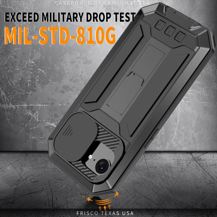 For iPhone 16e Sliding Camera IP68 Waterproof Holder Phone Case(Black) - iPhone 16e Cases by PMC TechLife | Online Shopping South Africa | PMC TechLife | Buy Now Pay Later Mobicred