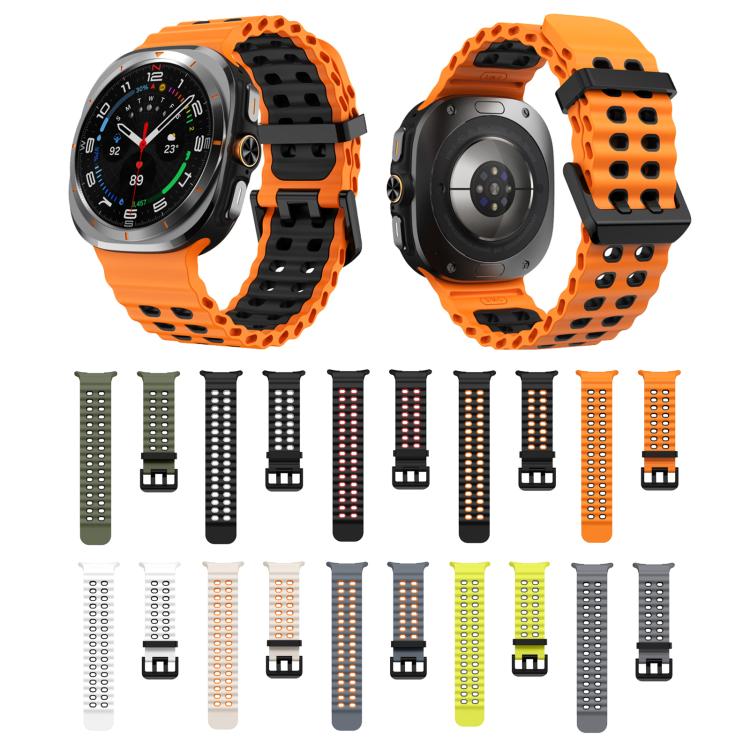 For Samsung Galaxy Watch Ultra 47mm / Ultra 2025 Kalebol Ocean Two-tone Silicone Strap(Starlight Orange) - free shipping - PMC TechLife - Order now!