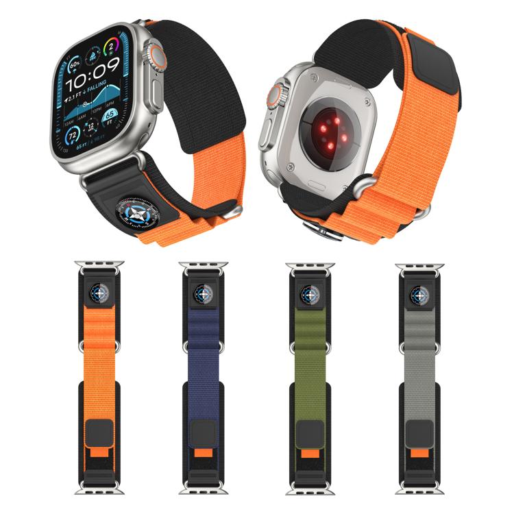 For Apple Watch 42mm / 41mm / 40mm / 38mm Kalebol Compass Nylon Loop Watch Strap(Black Grey) - free shipping - PMc TechLife - Order now!