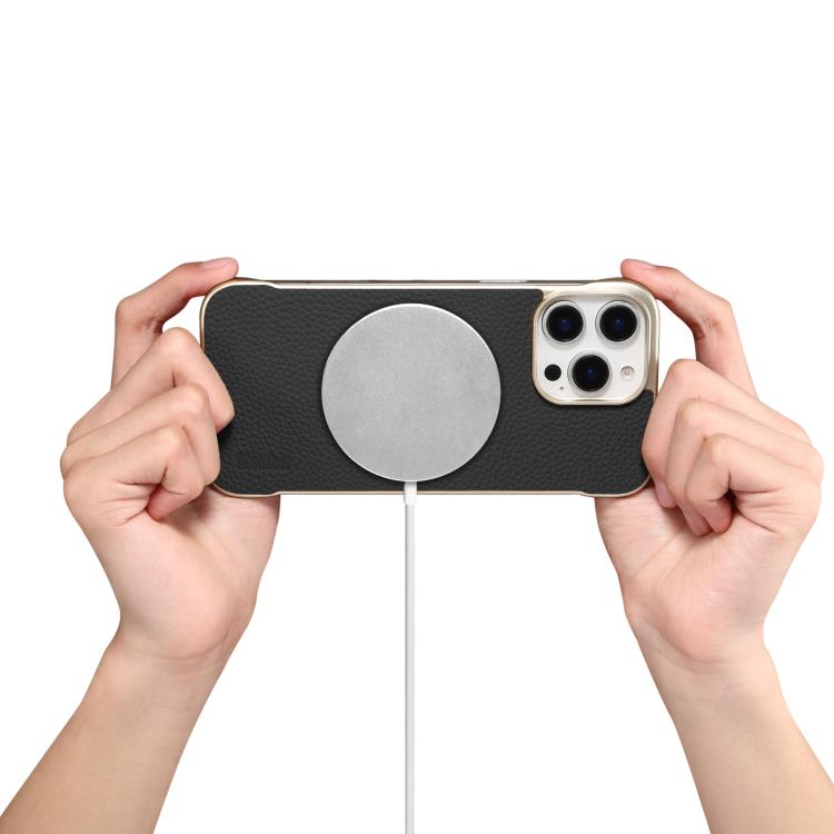 For iPhone 16 Denior A20 Genuine Leather Litchi Texture MagSafe Frameless Phone Case(Black) - free shipping - PMc TechLife - Order now!