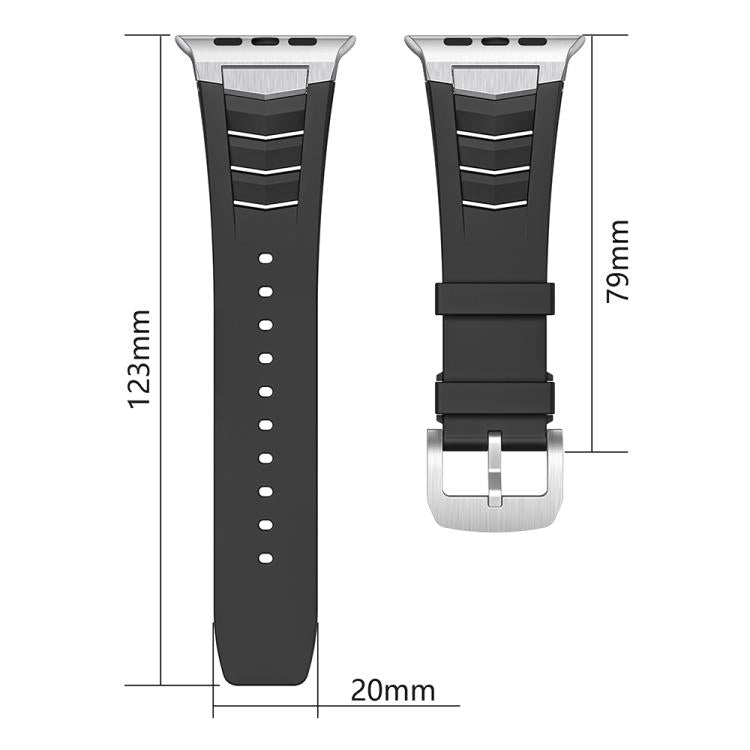 For Apple Watch Ultra / Ultra 2 49mm Stainless Steel Buckle Fluororubber Watch Band(Orange Black) - free shipping - PMC TechLife - Order now!