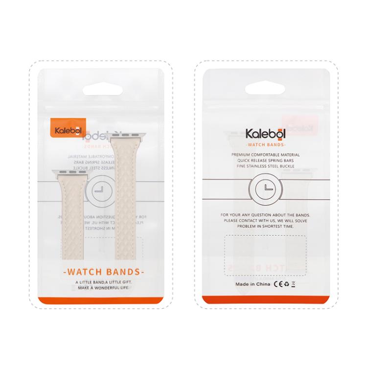 For Apple Watch 42mm / 41mm / 40mm / 38mm Kalebol Diamond Pattern Magnetic Buckle Leather Strap(Taupe) - Watch Bands by Kalebol | Online Shopping South Africa | PMC TechLife | Buy Now Pay Later Mobicred