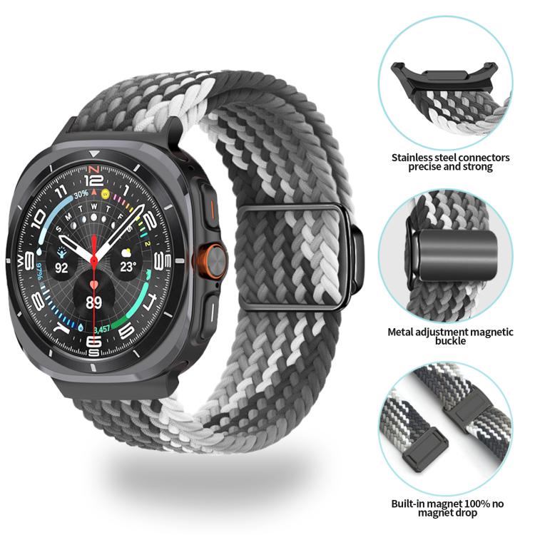 For Samsung Galaxy Watch Ultra 47mm Kalebol Braided Loop Magnetic Black Buckle Watch Band(Denim) - free shipping - PMc TechLife - Order now!
