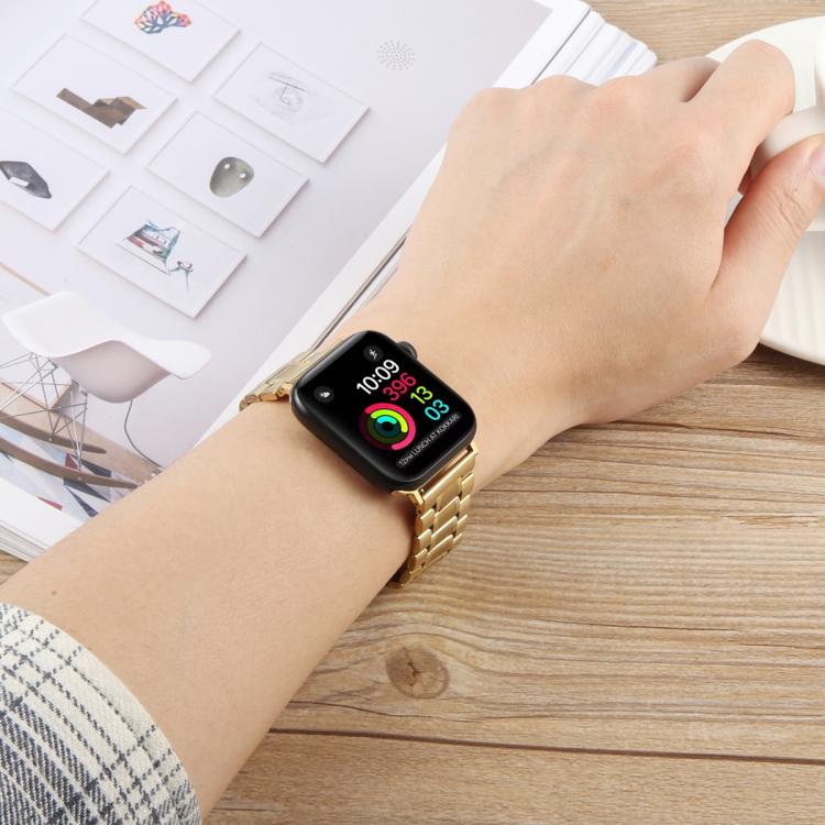 For Apple Watch 42mm / 41mm / 40mm / 38mm Butterfly Buckle New Five Beads Stainless Steel Watch Band(Black) - free shipping - PMc TechLife - Order now!