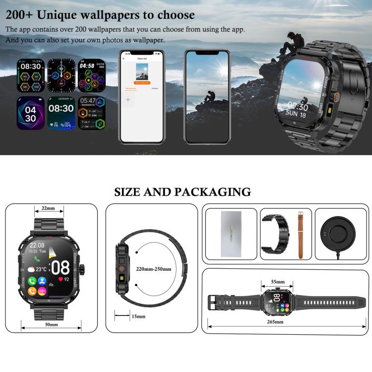 LF37 2.1 inch BT Call Smart Watch, Support Blood Oxygen / Heart Rate / Female Menstrual(Black Steel) - free shipping - PMC TechLife - Order now!