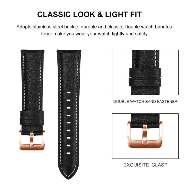 20mm Rose Gold Buckle Leather Watch Band(Apricot) - free shipping - PMC TechLife - Order now!