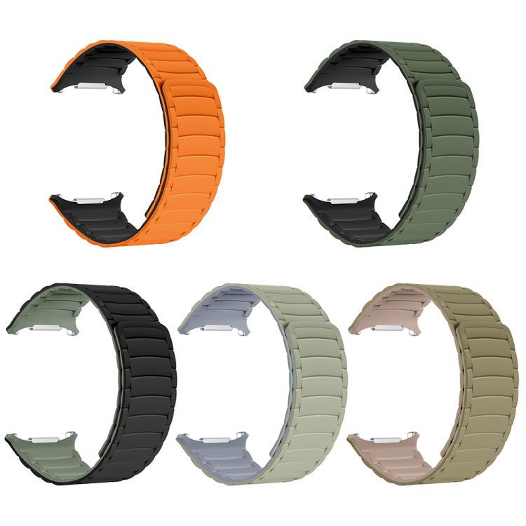 For Samsung Galaxy Watch Ultra 47mm / Ultra 2025 Silicone Sport Magnetic Watch Band(Camel+Bean Pink) - free shipping - PMc TechLife - Order now!