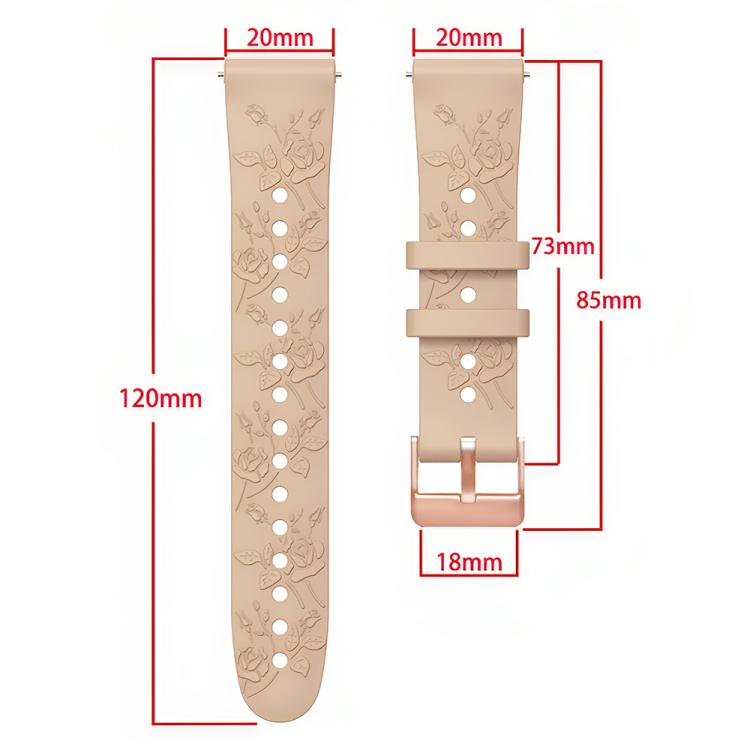 20mm Embossed Rose Gold Buckle Silicone Watch Band(Light Purple) - free shipping - PMc TechLife - Order now!