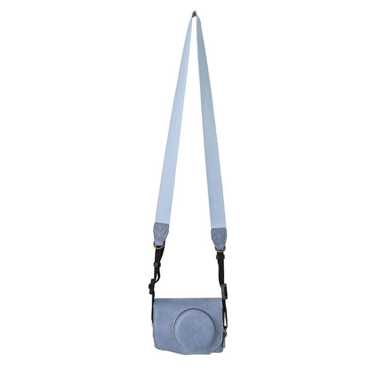 For Canon G7 X Mark III / G7X3 Retro Litchi Texture Leather Full Body Camera Case Bag with Strap(Blue) - free shipping - PMC TechLife - Order now!