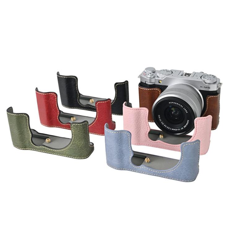 For FUJIFILM X-M5 Litchi Texture PU Leather Camera Half Case Base(Black) - free shipping - PMC TechLife - Order now!