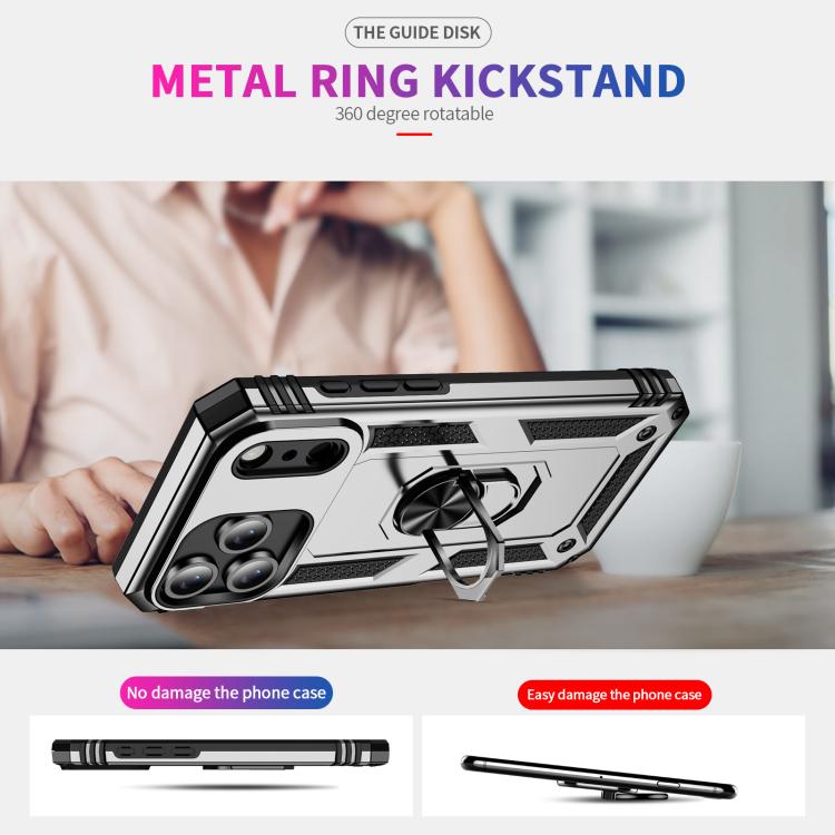 For iPhone 17 Air Shockproof TPU Hybrid PC Phone Case with Holder(Silver) - free shipping - PMc TechLife - Order now!