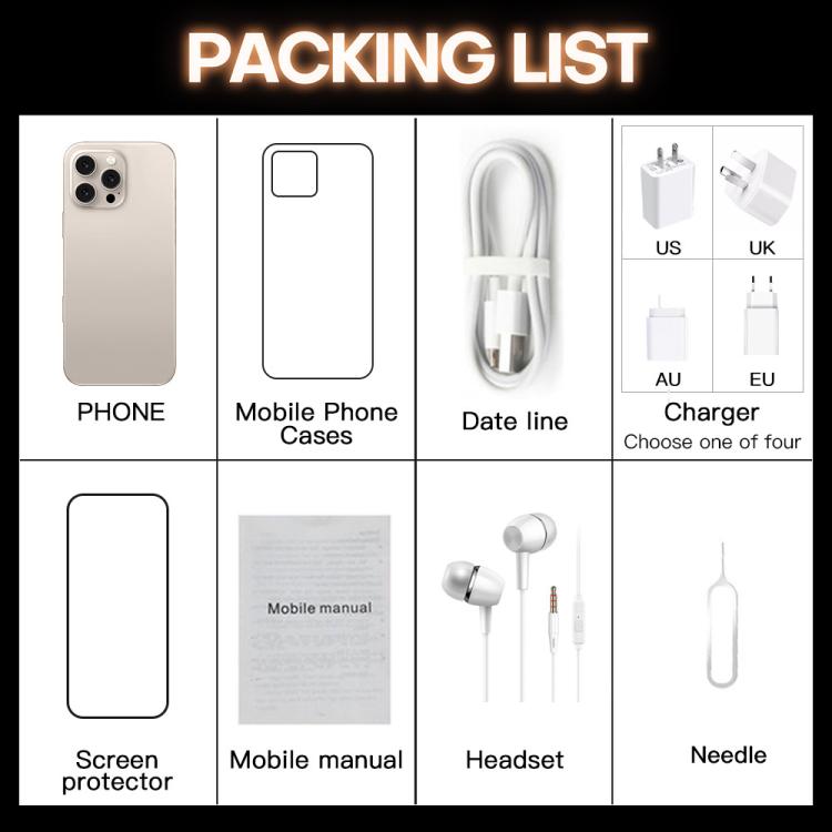 I16 Pro Max / PDQ6, 4GB+64GB, 6.58 inch Android 10 MTK6739 Quad Core, Network: 4G, Dual SIM, Plug:US Plug(White) - free shipping - PMc TechLife - Order now!